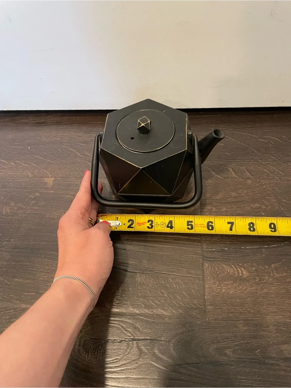 Japanese Cast Iron Teapot Black Geometric Modern With Infuser